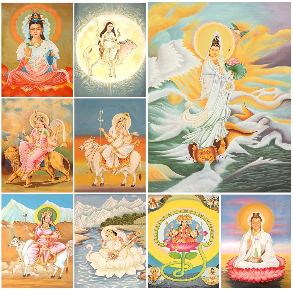 Indian Religion Guanyin Bodhisattva Buddhism Poster Wall Pictures For Living Room Wall Art Canvas Painting Home Decor Unframed