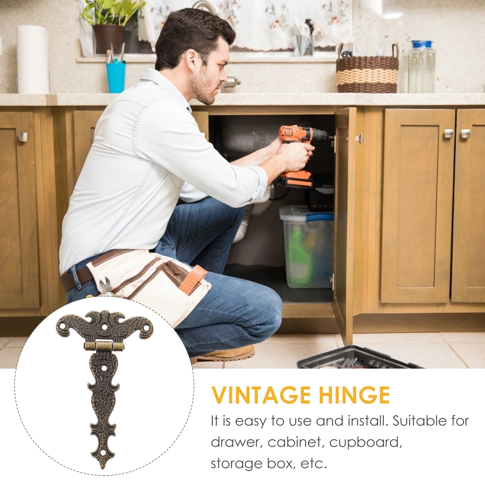 

2pcs Zinc Alloy Hinges European Style Bronze Cabinet Door Hinge For Furniture Wooden Box Cupboard Storage Butt Hinges