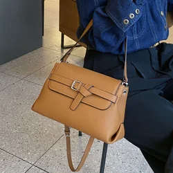 New Women's Postman's Bag Commuter Bag Versatile One Shoulder Crossbody Bag High Quality Knotted Bag Female Cowhide Handbag