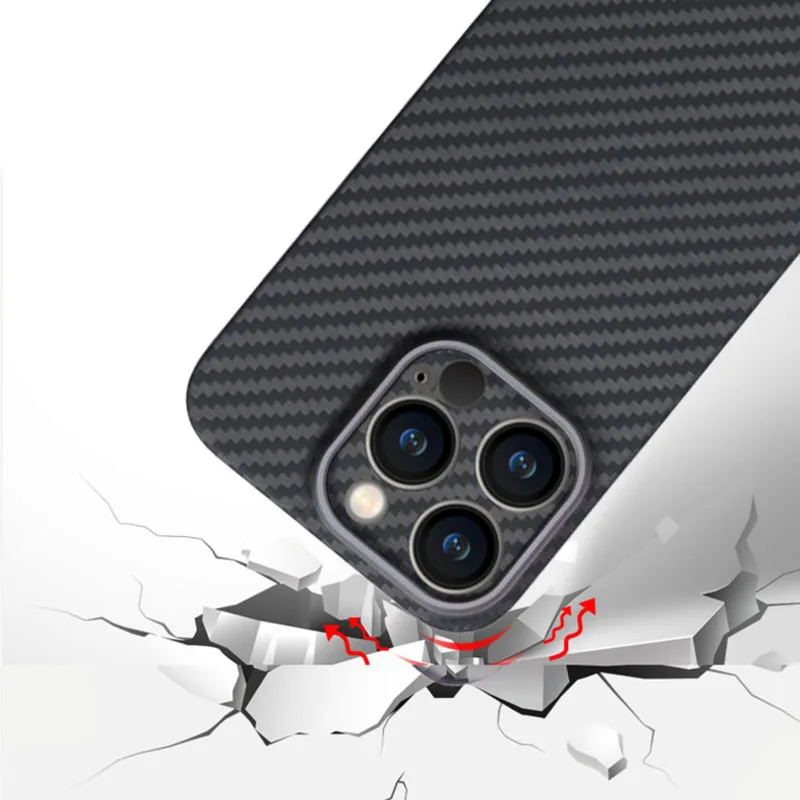 Case for iPhone 15 Pro Max Plus Real Carbon Fiber Aramid Full Coverage Cell Mobile Phone Protective Cover Protection Shell