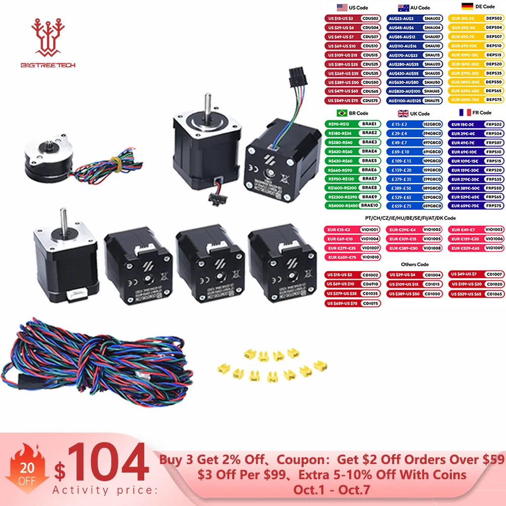 

BIGTREETECH Voron V2.4 LDO комплект двигателя LDO шаговый двигатель запчасти для 3D-принтера Улучшенный для Voron V2.4 DIY экструдер для 3D-принтера