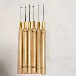 Free shipping 50pcs/Lot ,Wooden Handle Pulling Hook Needle Hair Extensions,Hair Extension Tools