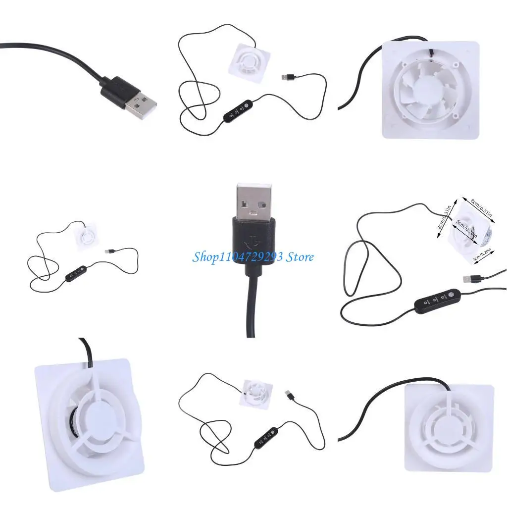 Y2GD USB Ventilation Fan Exhaust Fan USB5V 2.0W 5000rpm Three speed for Small Space