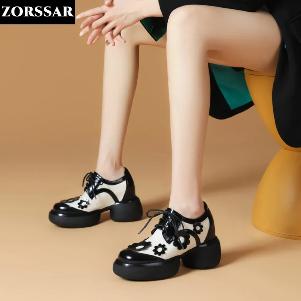 

Women's Vulcanized Sneakers Leather Flower Hidden Wedge Shoes Women Platform Height Increased Shoes 10CM Thick Sole White Shoes