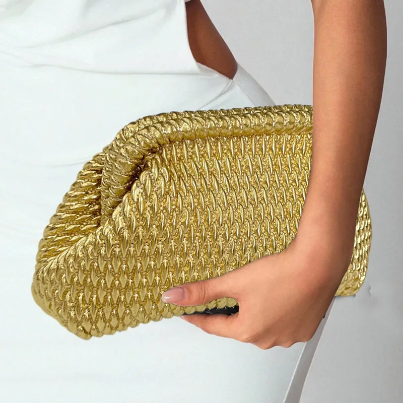 2026 Luxury Handwoven Gold Rope Women's Evening Clutch Bag Fashion Designer Ladies' Wedding Handbags High End Party Dress Bag