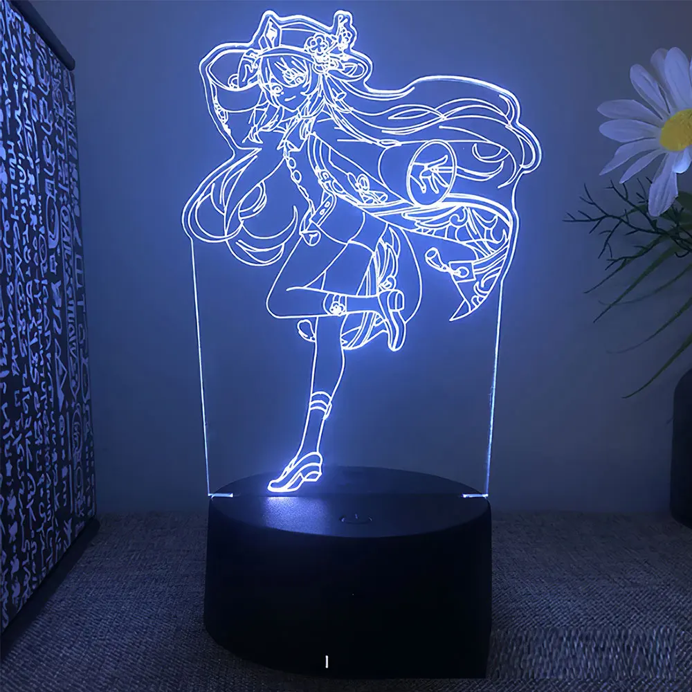 Genshin hutao 3D Touch LED Night Light for Game Room Decor the Boys Girls Birthday Gift