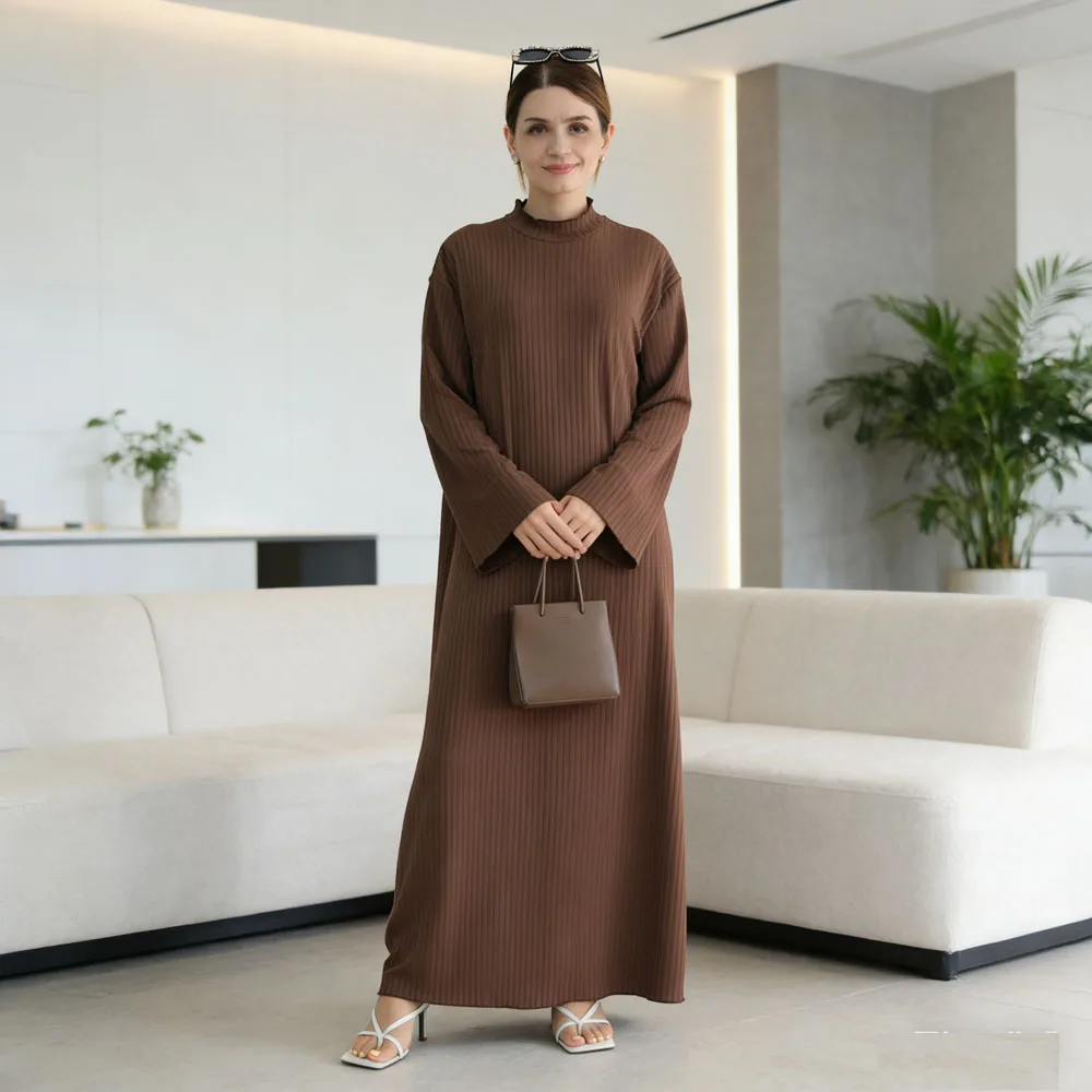 

Fashion Dubai Knitted Abaya Kaftan Modest Women Muslim Dress Caftan Marocain Arab Robe Islam Clothing Jalabiya Femme Musulmane