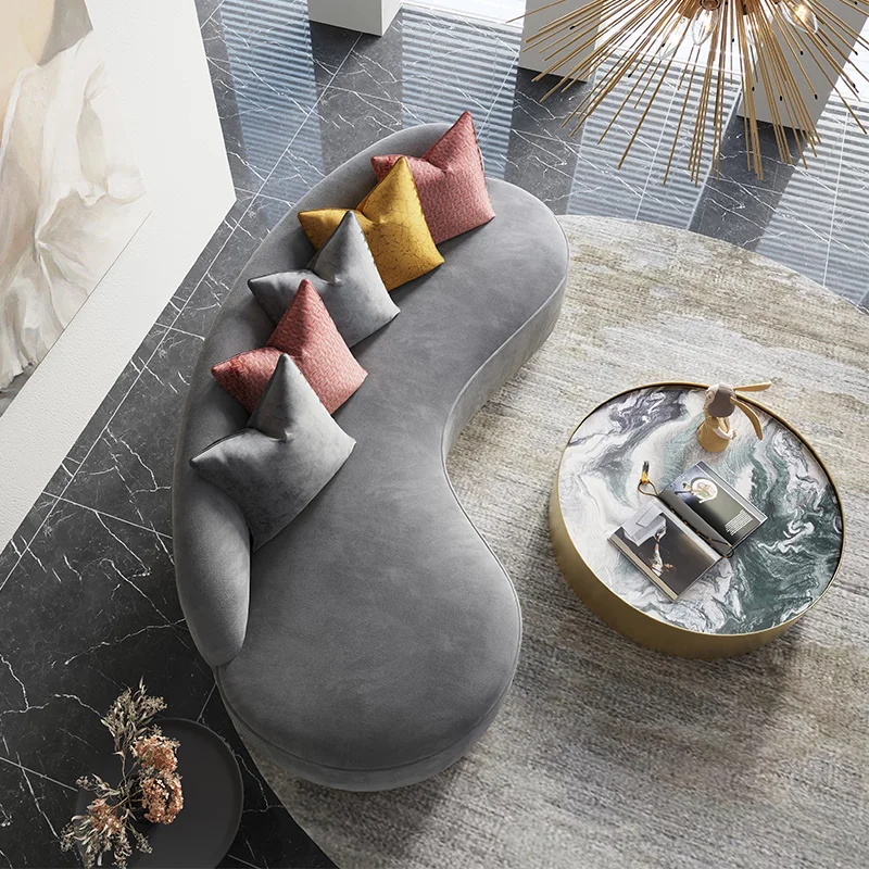 

！@Modern Home Furniture Couch Grey Velvet Sofa Set Modern Living Room Sofa