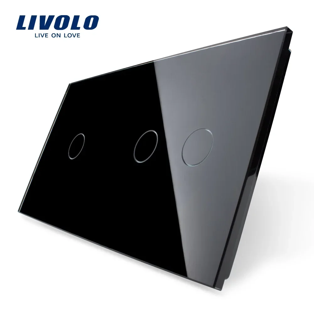 Livolo Double Switch Panel ,Luxury Pearl Crystal Glass, 151mm*80mm, Plate Only EU Standard, VL-C7-C1/C2-11