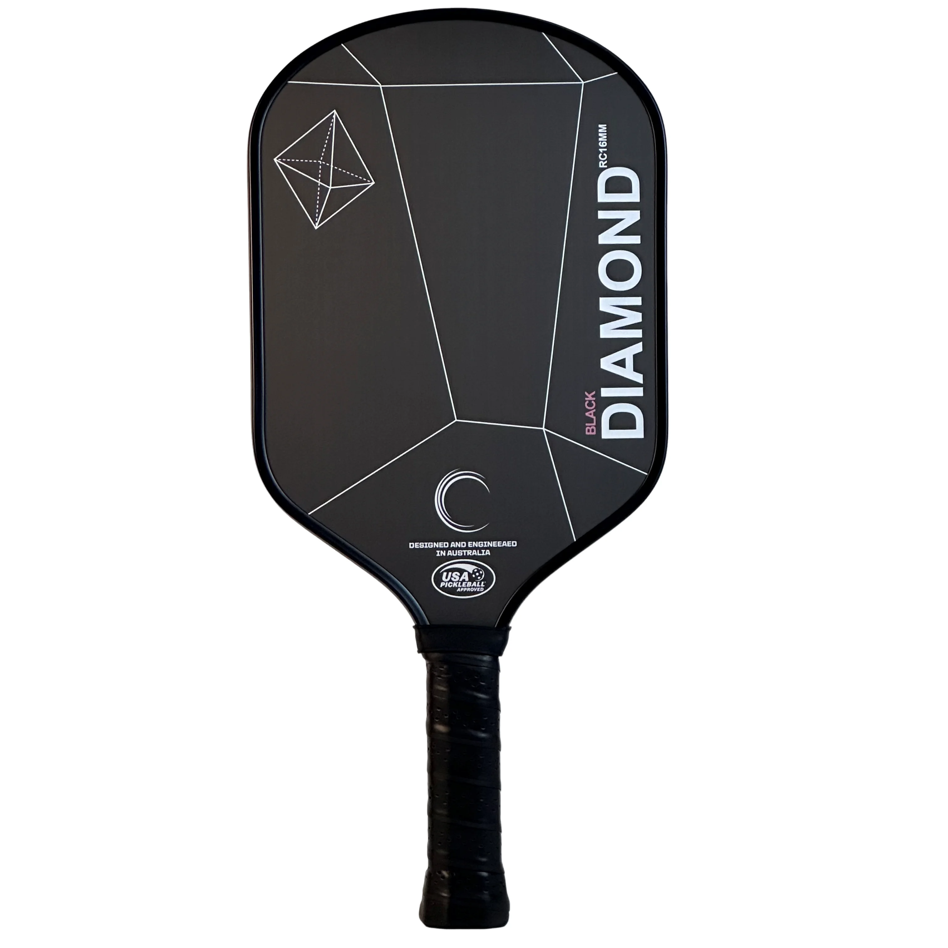 BLACK DIAMOND Carbon Fiber Pickleball Paddle Raw Carbon Surface 16MM Polymer Honeycomb Core Elongated Handle Comfort