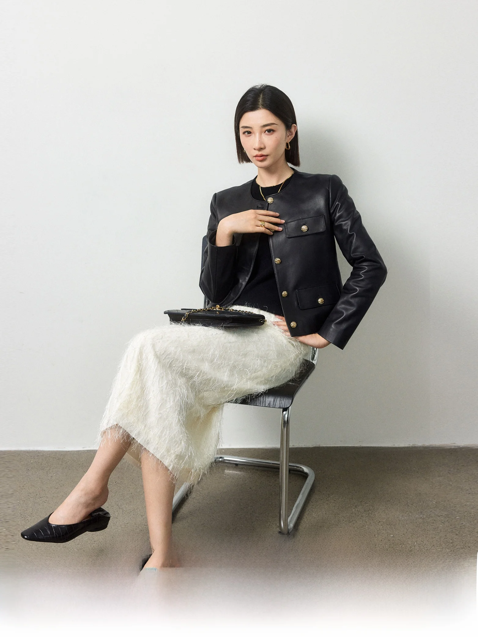 

Classic ort Lamb Leather Jaet Light Coating 3D Relief Pumpkin Valley Women's Faion Commute Sle Winter Outerwear
