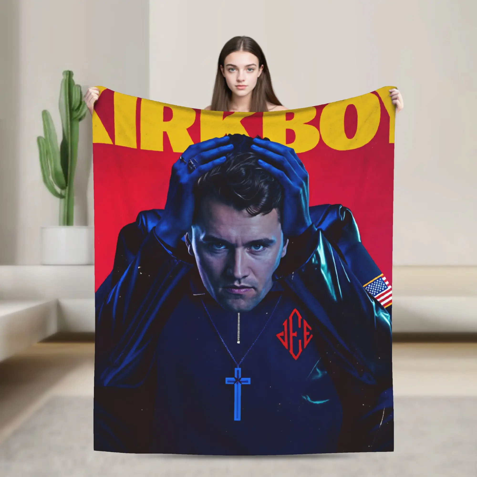 Charlie Kirk Kirkboy Rock Poster Style Meme Blankets Quality Cozy  Throw Blanket Winter Travel Car Living Room Funny Bedspread