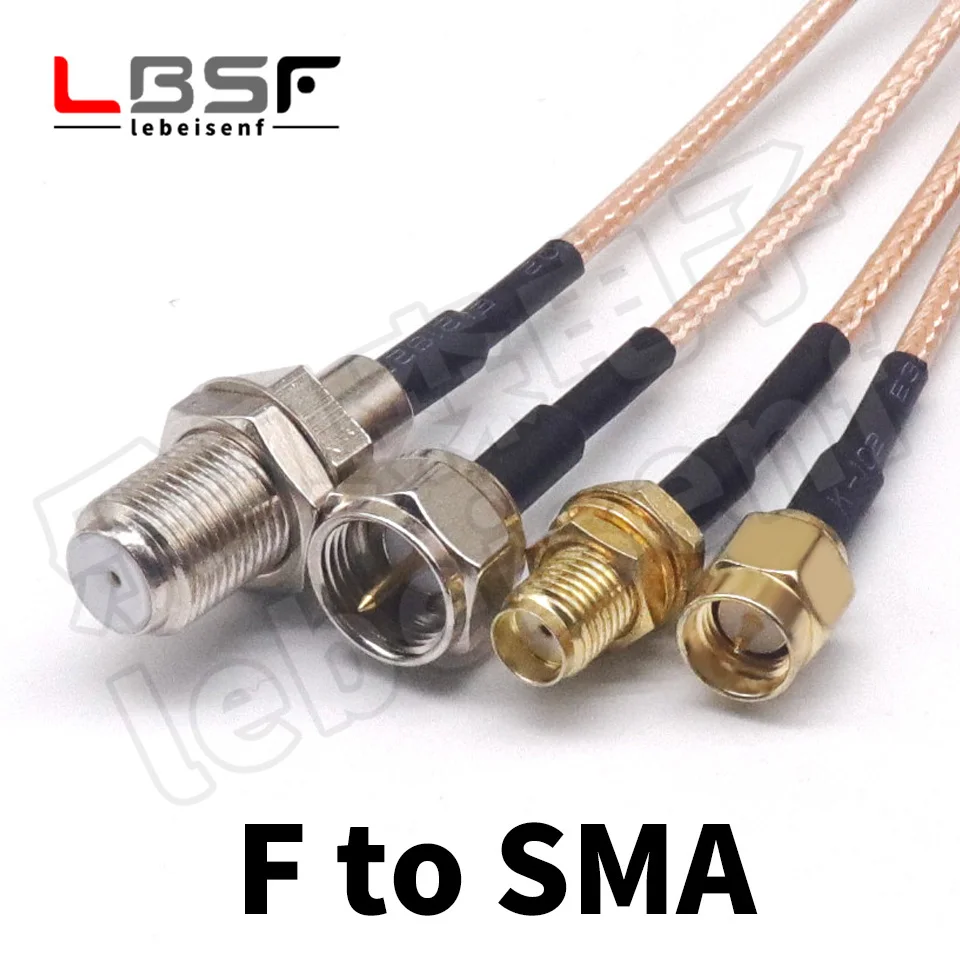 F-type SMA RPSMA male female connector crimping, suitable for RG316 coaxial extension SMA to F fast transmission brass RF