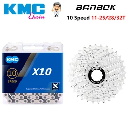 BANBOK 10 Speed Road Bike Cassette Sprocket 11-25T/28T/32T X10 10V Original Bicycle Chains Flywheel Kit Parts