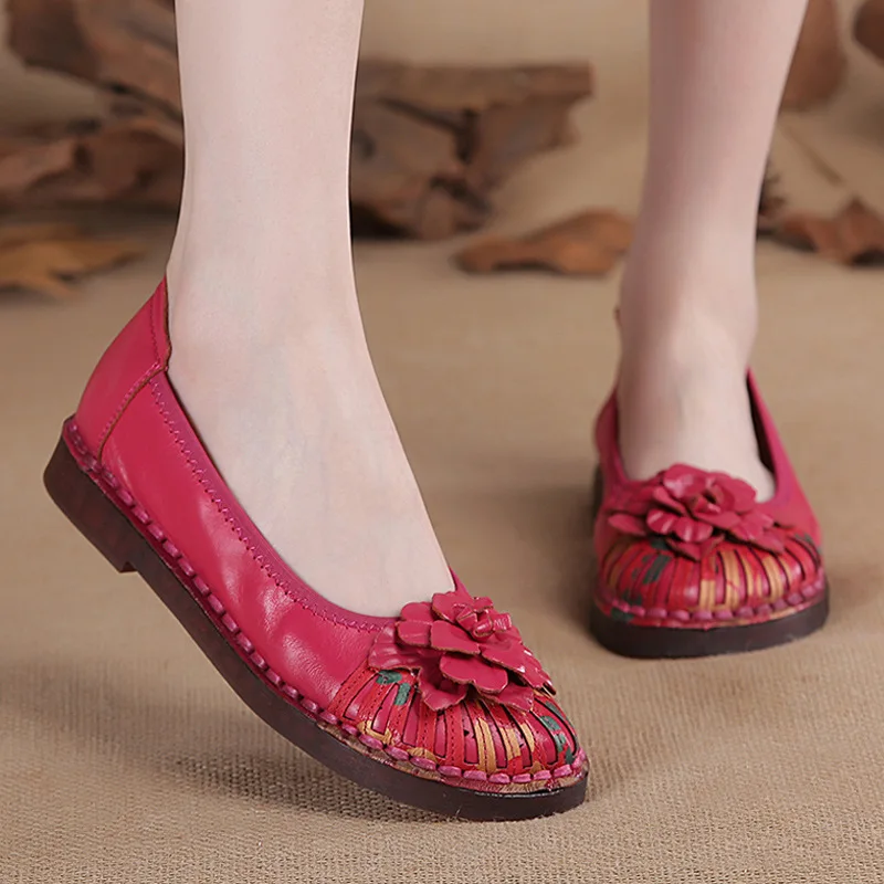 Yellow Flats Female Autumn Fashion Arrival Size 41 Mother Comfort Shoes Women's Genuine Leather Flats Ladies Loafers