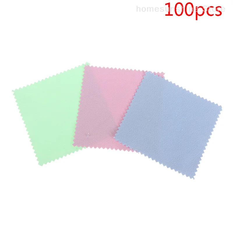 100 stks Sieraden Bril Onderhoud Doek Muziekinstrumenten Zilver Ornament Stofdicht Polijsten 8*8 cm LCD Veeg Doek Groothandel