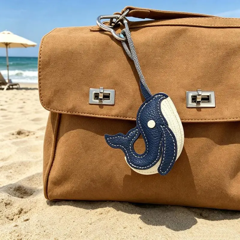 1 Stück Niedlicher Wal-Delfin Taschenanhänger Meeres-Tier PU-Leder Schlüsselanhänger Beruhigende Tiefsee-Vibes-Entspannendes Natur-Inspiriertes Accessoire – Detail 5