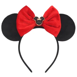 New Cute Mickey Mouse Ears Headband 5Inches Velvet Bow Hairband For Girls Festival Party Cosplay DIY Hair Accessories Gift