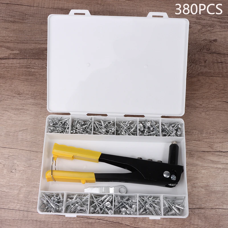 

380pce Heavy Duty Riveter Gun Set Hand Riveter Set Rivet Pliers Gun Automotive Tools