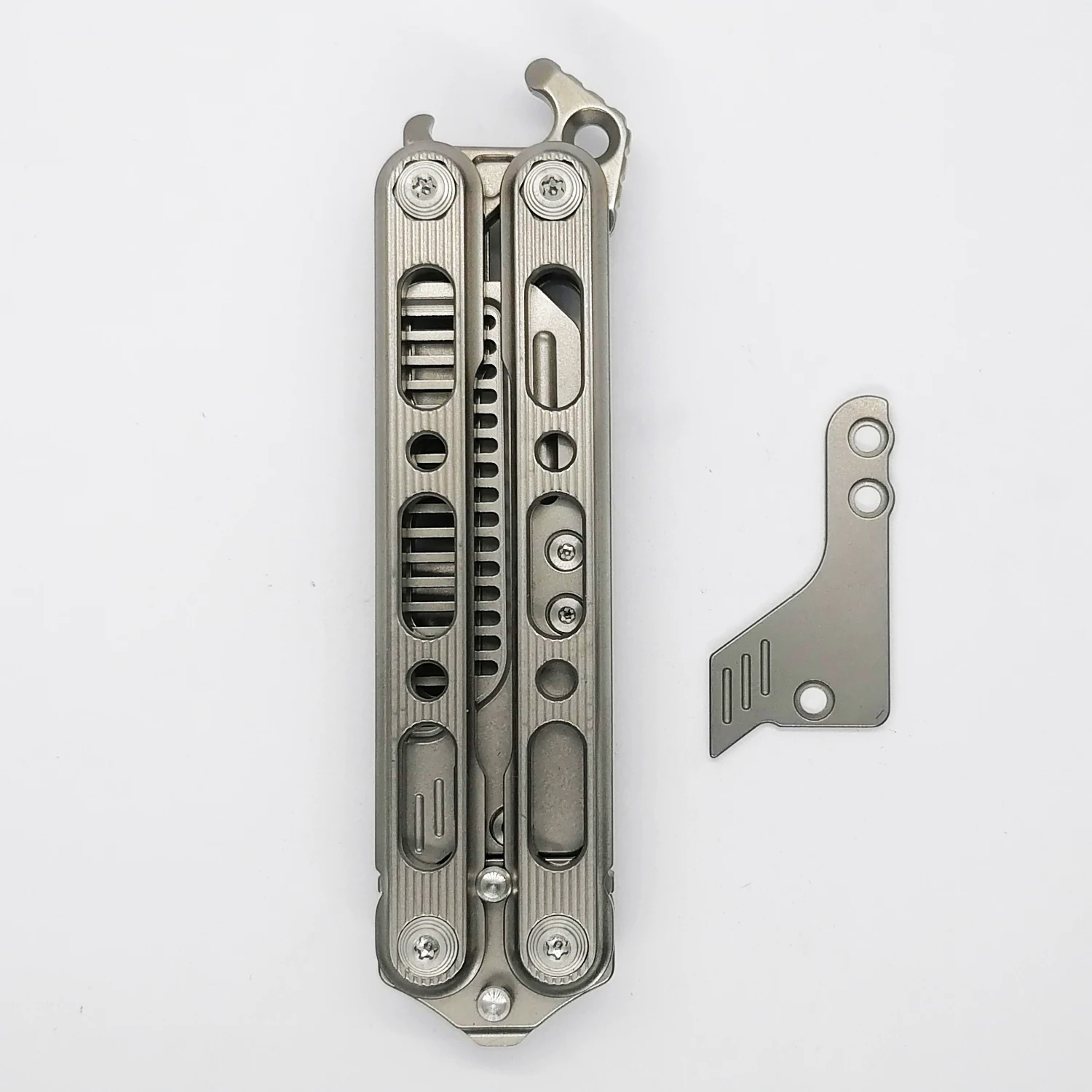Imagem -02 - Liga de Titânio Pente de Bolso Dobrável Multi Ferramentas Abridor de Garrafas Chave de Fenda com Suporte de Lâmina Edc Pocket Clip