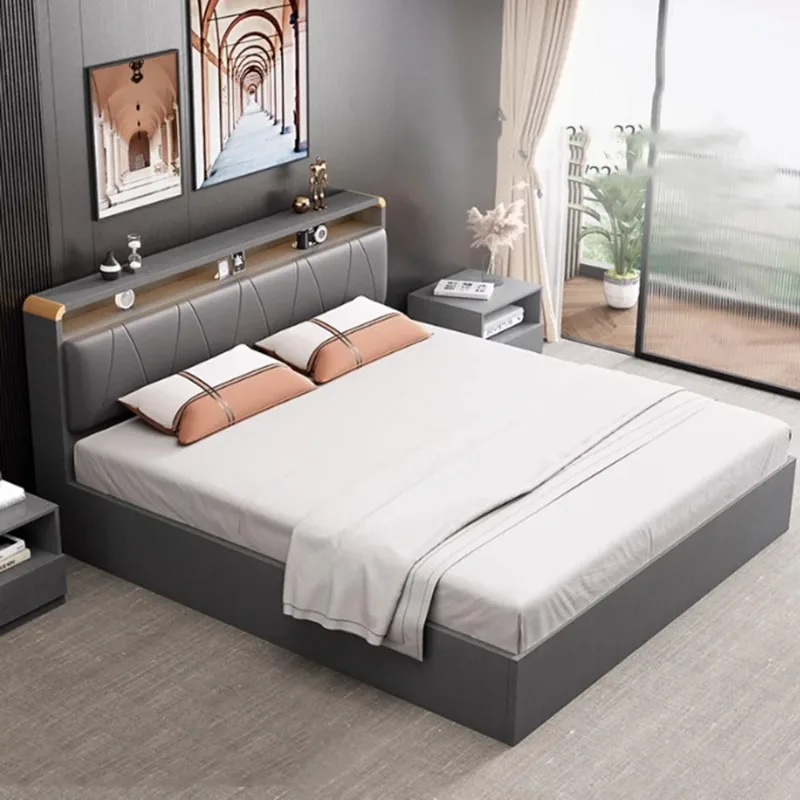 

French People Luxury Minimalist Bedroom Beds French Family King Aesthetic Bed Frames 180x200cm Upholstered Modern Home Furniture