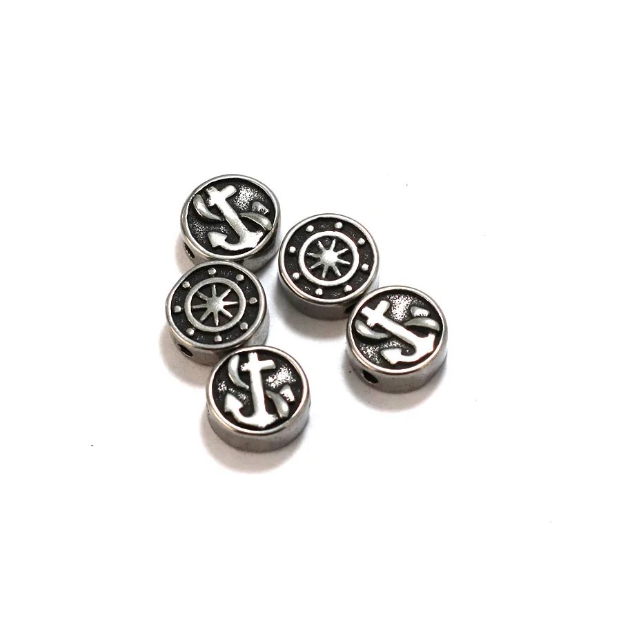 1 Stück Edelstahl-Anker-Metallperlen für die Schmuckherstellung, lichtbeständiger Kompass-Charm, DIY-Armband, Halskette, Ohrring, Fußkettchen, 2 mm Loch