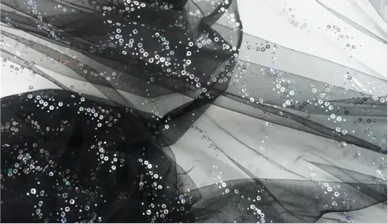 Floral Polka Dots Mesh Tulle Lace Fabric, Colorful Sequins Wave Lace   dress, Tutu, Curtain Supply, Wedding veil, By 1 yard