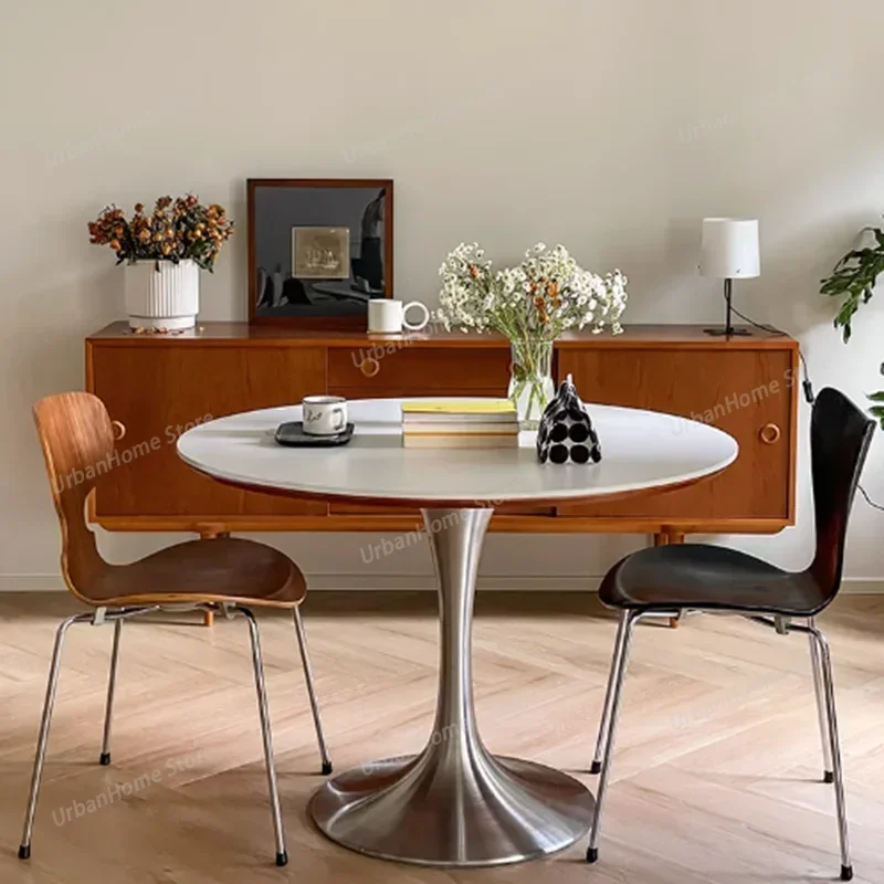 

Kitchen White Dining Table Luxury Stainless Steel Round Kitchen Tables Restaurant Center Modern Mesa Comedor Home Furniture