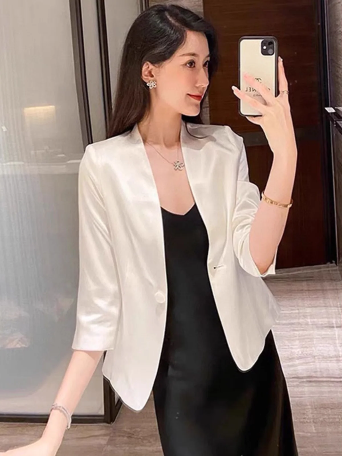 

Fashionable Summer Acetate Shoulder Shawl Short Sleeve Unisex Jacket Cover up Dress Outerwear Cardigan Open Style Women's Coat