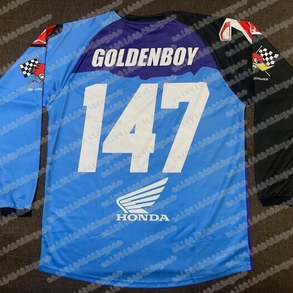 

Honda Motorcycle #147 GOLDENBOY Summer T-shirt Racing Men breathable Long Sleeve Mountain Downhill Bike Clothes Motocross Jersey