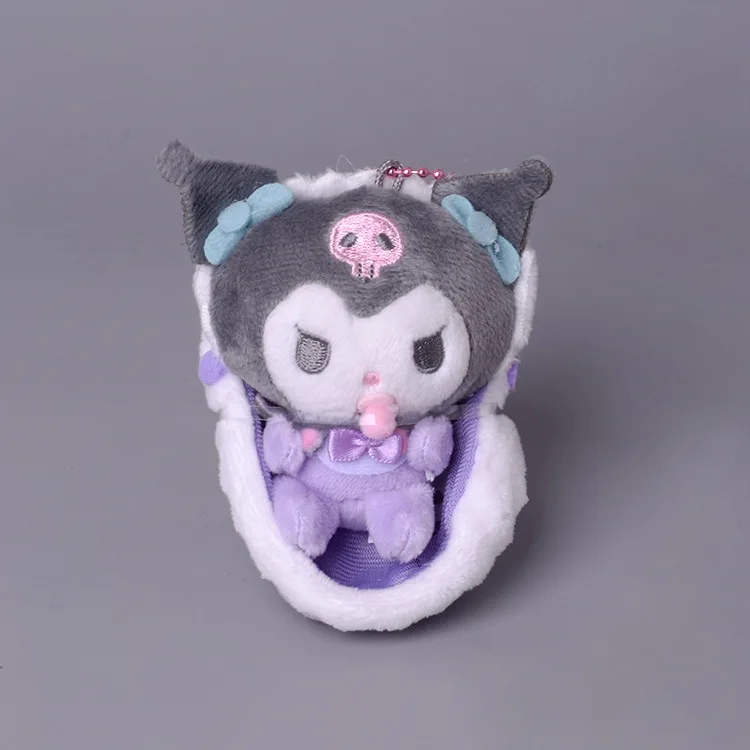 Sanrio culla mascotte Hello Kitty Cinnamoroll Kuromi ciuccio culla bambola di peluche appesa morbida bambola di peluche regalo di compleanno per