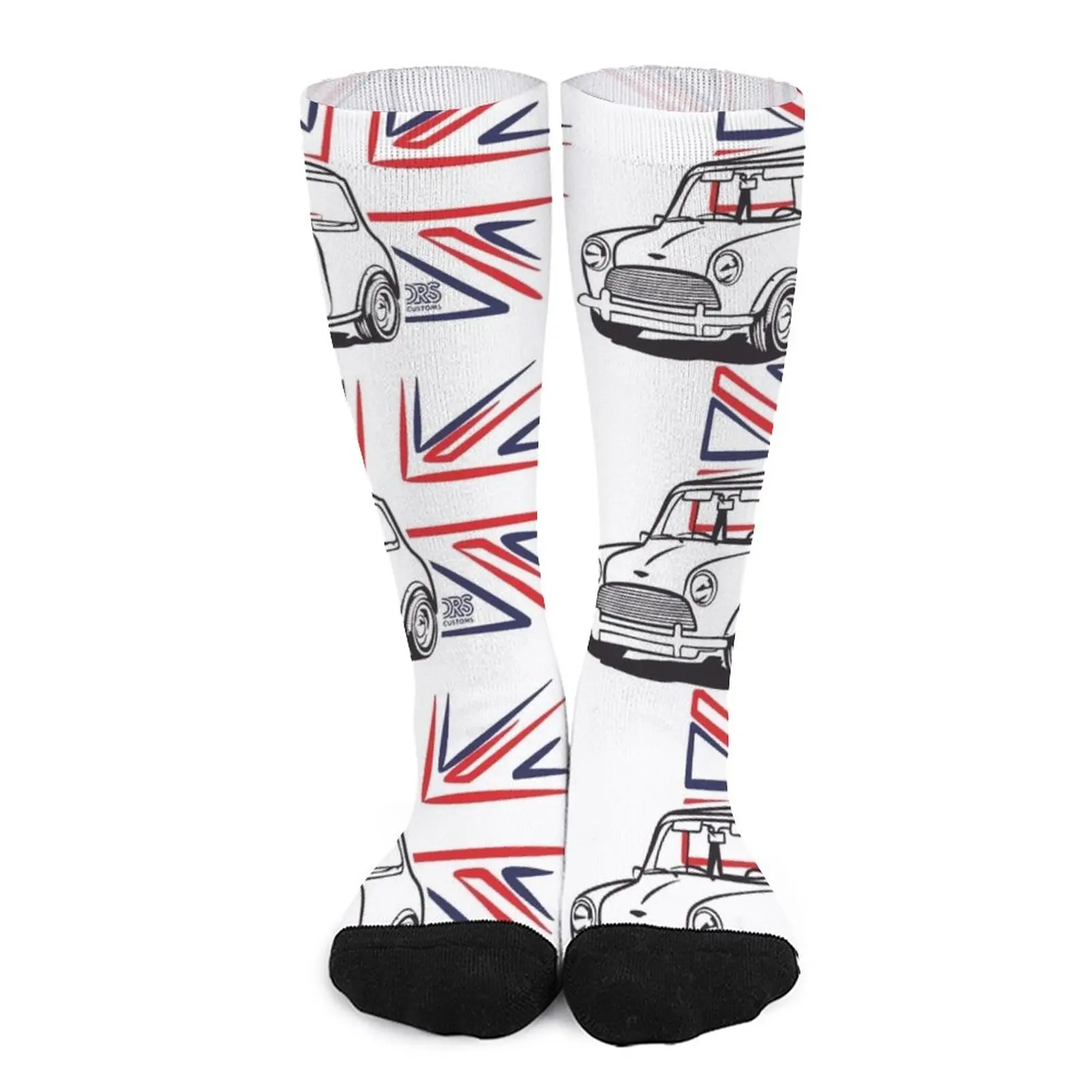 Classic Mini Cooper Austin With Great Britain Flag Socks Men′s sock hockey