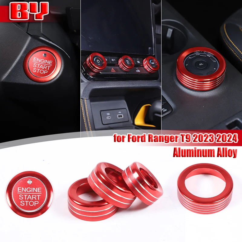 

for Ford Ranger 2023 2024 Aluminum Alloy Car Center Control Volume air conditioning knob decor ring Car accessories