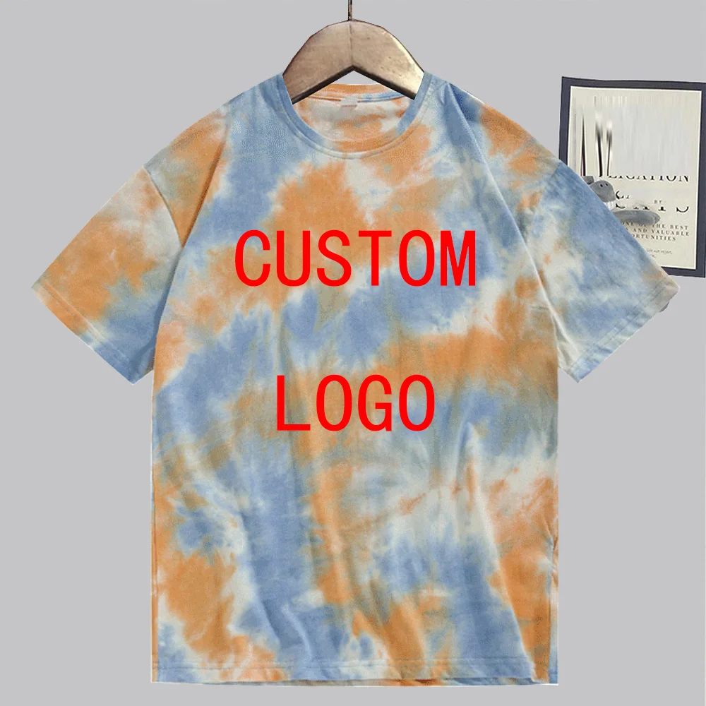 Men Women Custom Tie Dye Shirt O-Neck Short Sleeve Casual Summer Tops