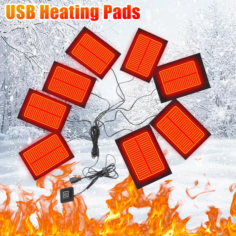 Outdoor Camping In Winter - แผ่นทำความร้อนไฟฟ้า 3 ระดับ แบบ USB สำหรับเสื้อผ้า