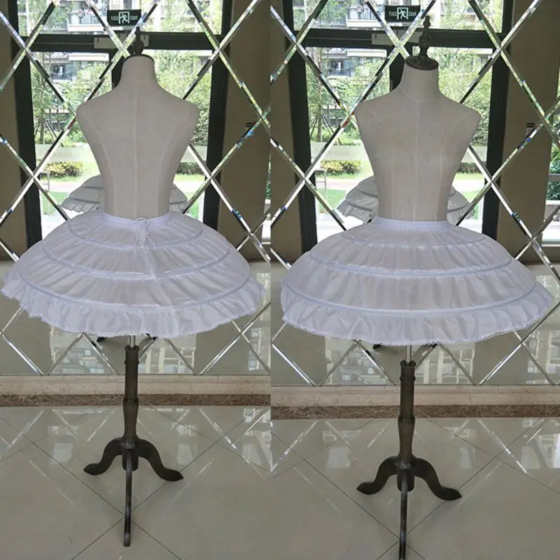 ZB91 Crianças Meninas 3 Aros Aço Branco Anágua Vestido Casamento Vestido Underskirt Elast