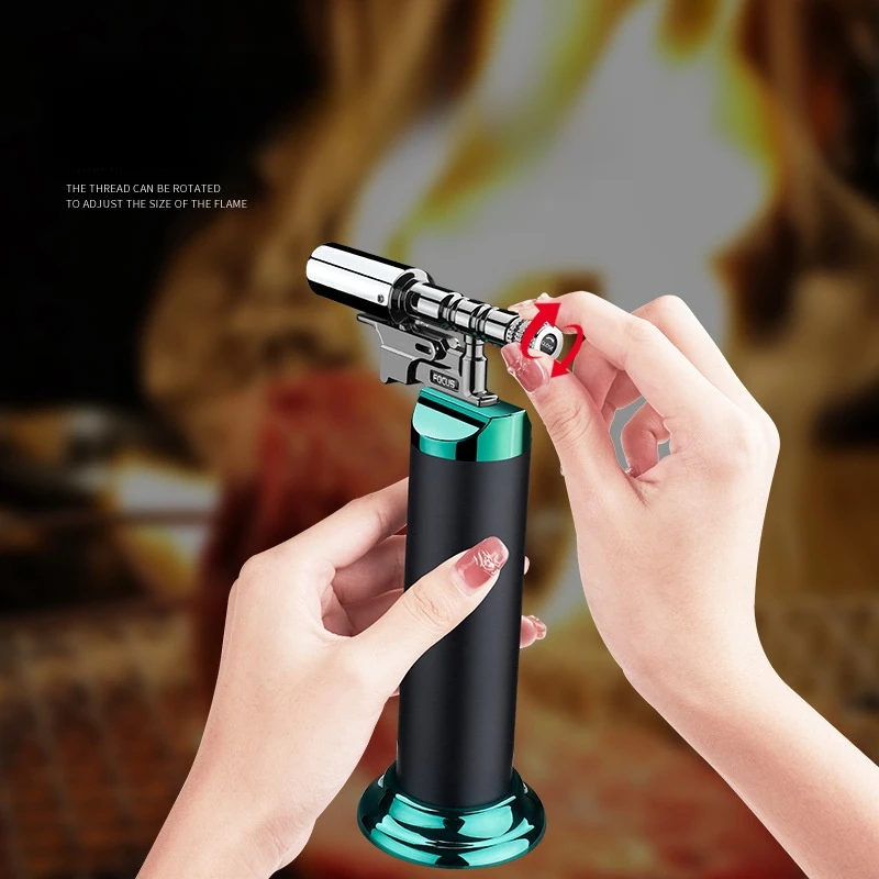 FOCUS Powerful Windproof Blue Flame Jet Torch Gas Lighter Outdoor Cigar BBQ Cooking Kitchen Butane Refillable Metal Welding Gun