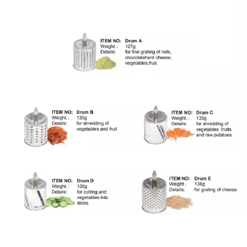 Grater with Suction Cups and 5 Drums Vegetable Cutter Slicer and Shredder Stainless Steel Kitchen Tools  Kitchen Gadgets