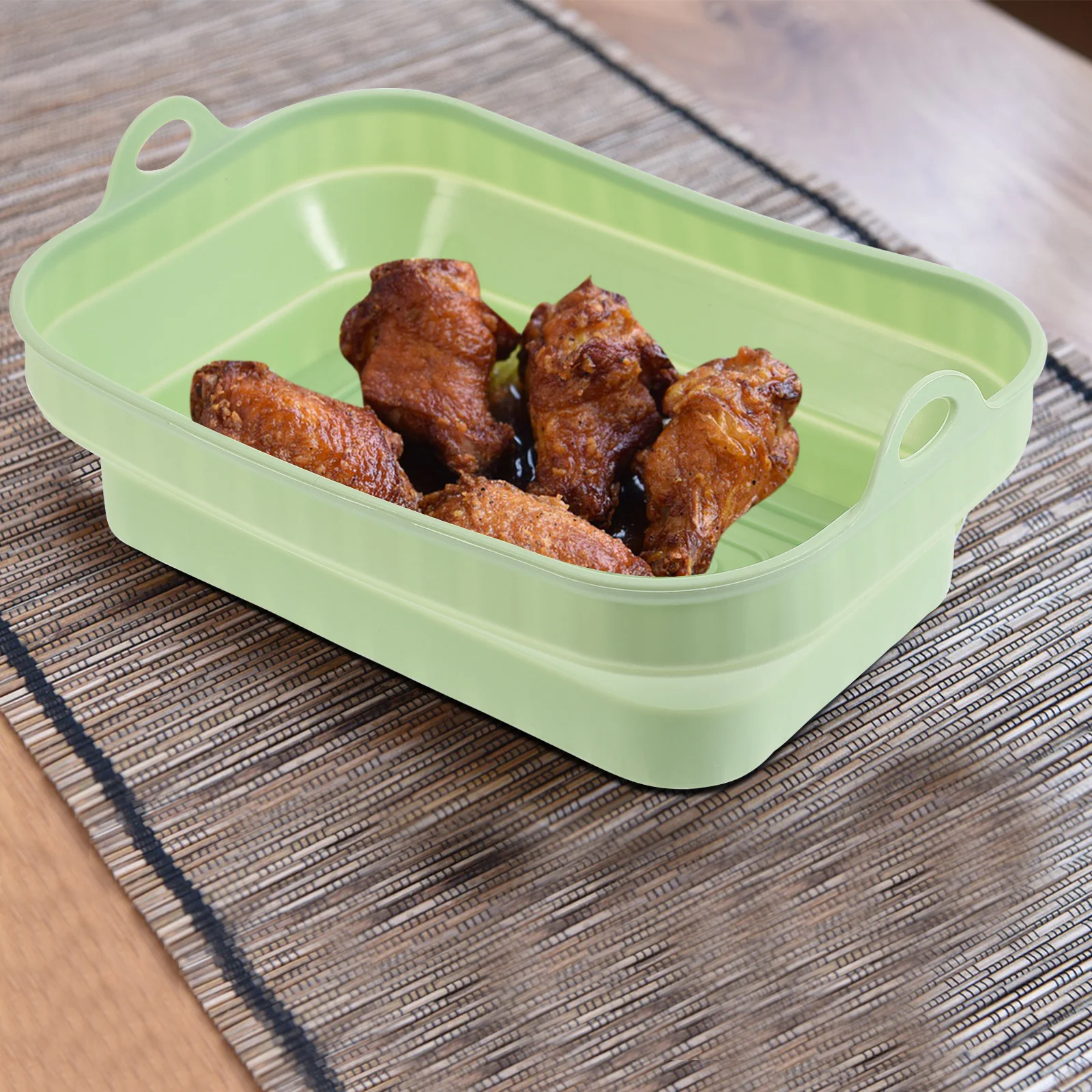 بطانة مقلاة هوائية من السيليكون قابلة لإعادة الاستخدام، صينية خبز مستطيلة غير لزجة مناسبة لملحقات مقلاة الهواء والميكروويف #2