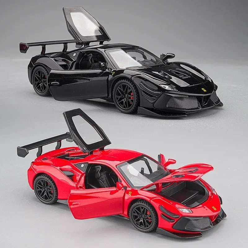 1:32 Ferraris 488 Supercar Alloy Car Diecasts & Toy Vehicles Car Model Sound and light Pull back Car Toys For Kids Gifts