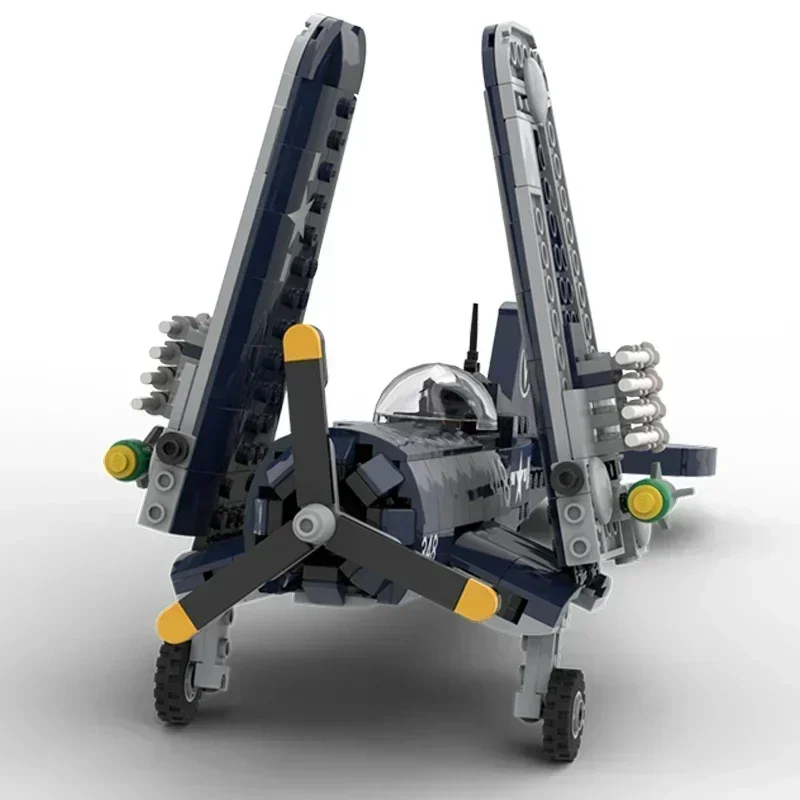Moc Bausteine Militär Flugzeug Modell F4U Corsair Kämpfer Technologie Modulare Blöcke Geschenk Weihnachten Spielzeug DIY Sets Montage