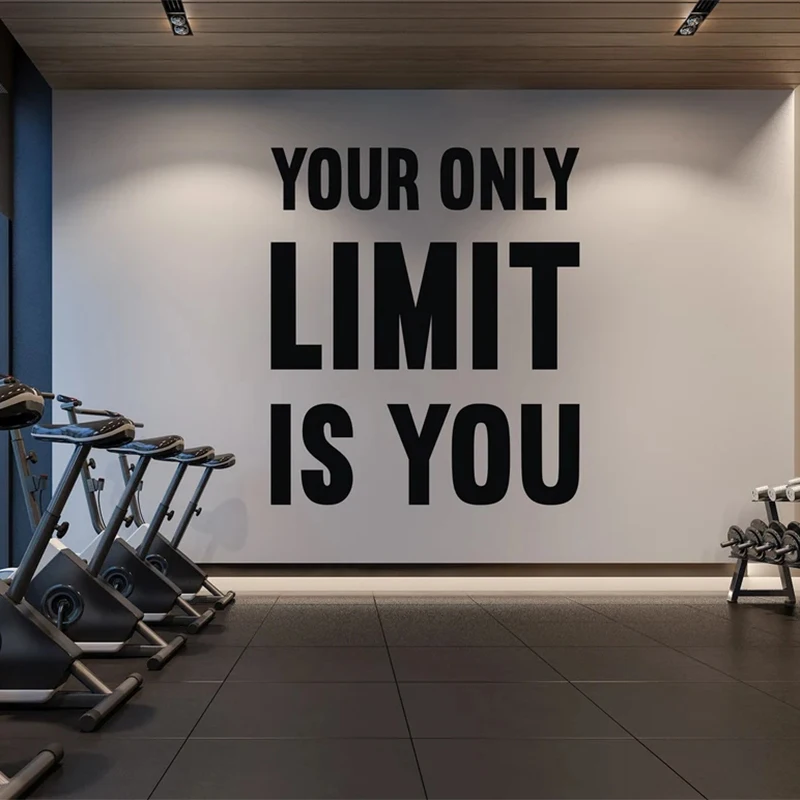 Your Only Limit Is You Gym Wall Decal Motivational Fitness Gym Workout Wall Sticker Exercise Stickers Vinyl Home Gym Decor S226