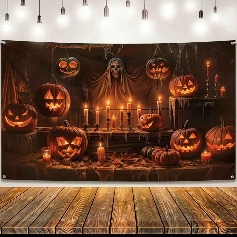 

Extra Large Spooky Halloween Background Tapestry Pumpkin Halloween Decoration Banner