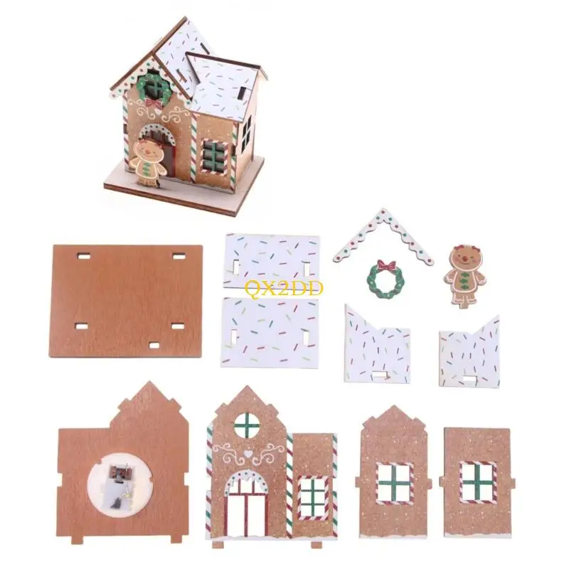 Qx2d Weihnachten Themenpuppenhaus Assembly Kabine Gebäude Set Handwerk Zubehör