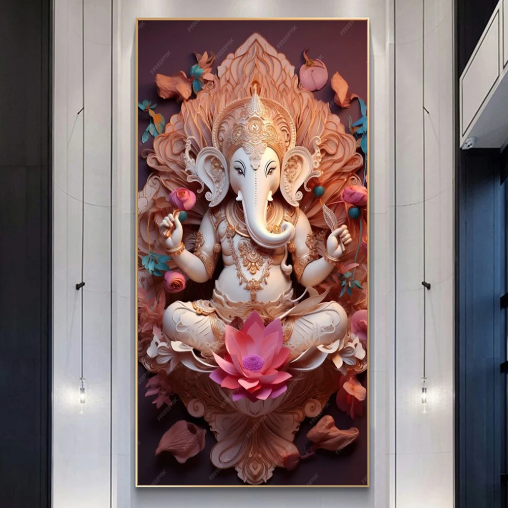 

Tibetan Buddhism Indian God Elephant God of Wisdom Canvas Painting Wall Art Poster Print Living Room Home Picture Decoration