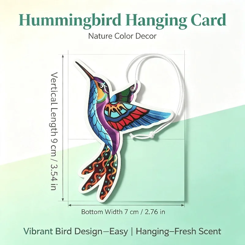 Car Air Freshener Colorful Hummingbird Nature Theme Hanging Scent Card for Car Rearview Mirror Decor Ornament Gift