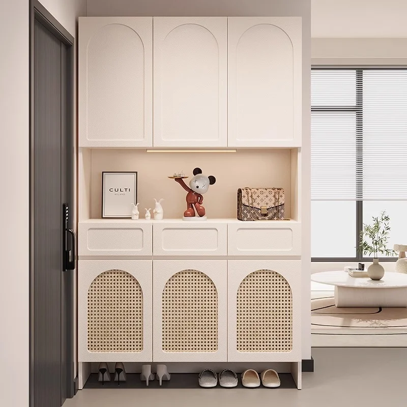 

Door household rattan shoe cabinet locker integrated entry door against the wall high foyer storage cabinet light luxury high