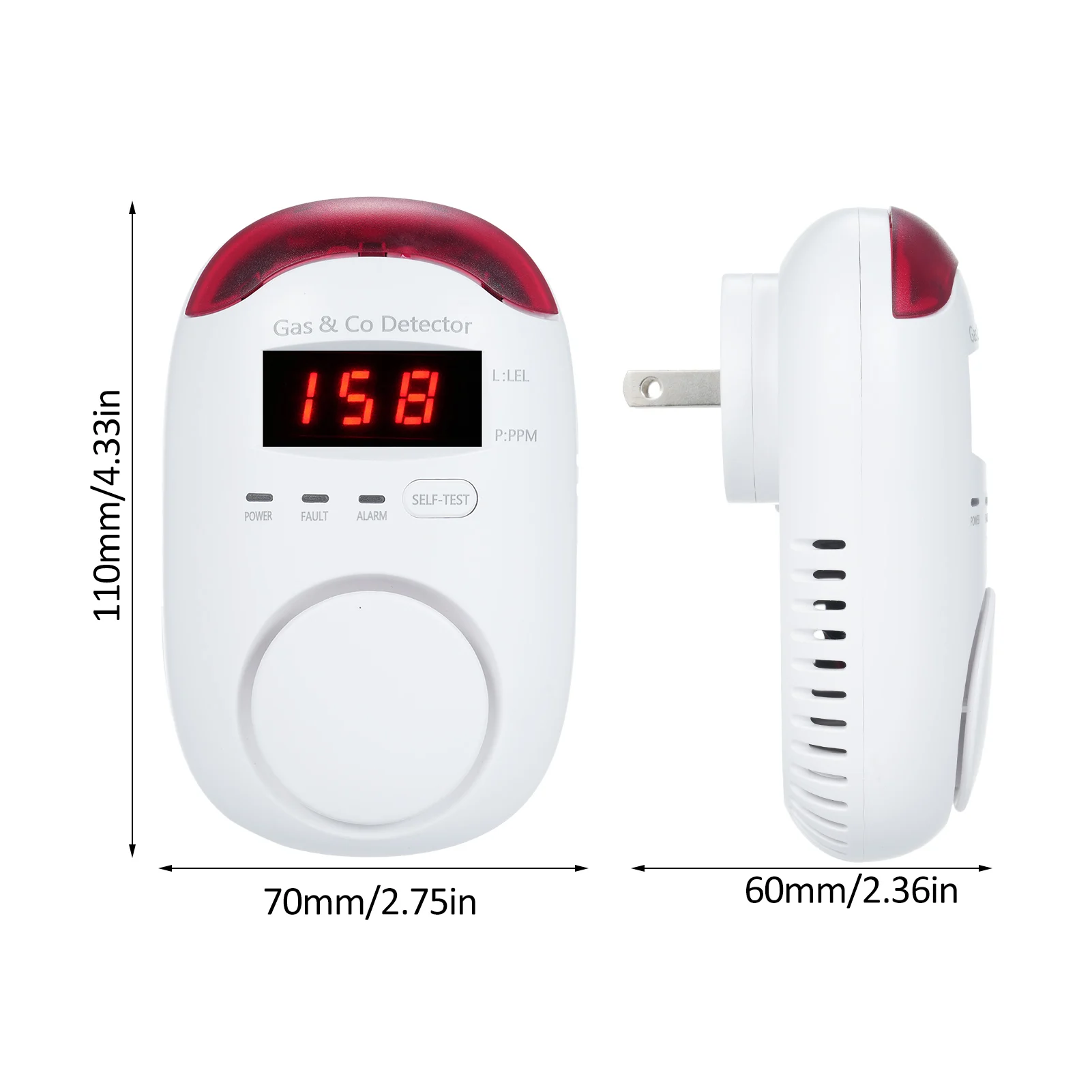 Natural Gas Detector Plug-in Carbon Monoxide Gas Alarm Monitor Propane Gas Detector Leak Alarm LNG LPG Methane Coal Detection