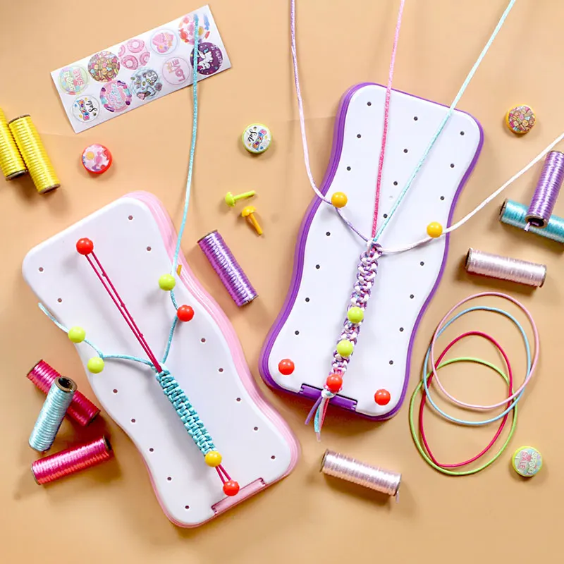 Zestaw do robienia liny ręcznej dla dziewczynek Zabawki dla dzieci Kolorowa bransoletka Tworzenie plecionki Trening sensoryczny Rękodzieło Zabawki Prezent Gry dla dziewczynek