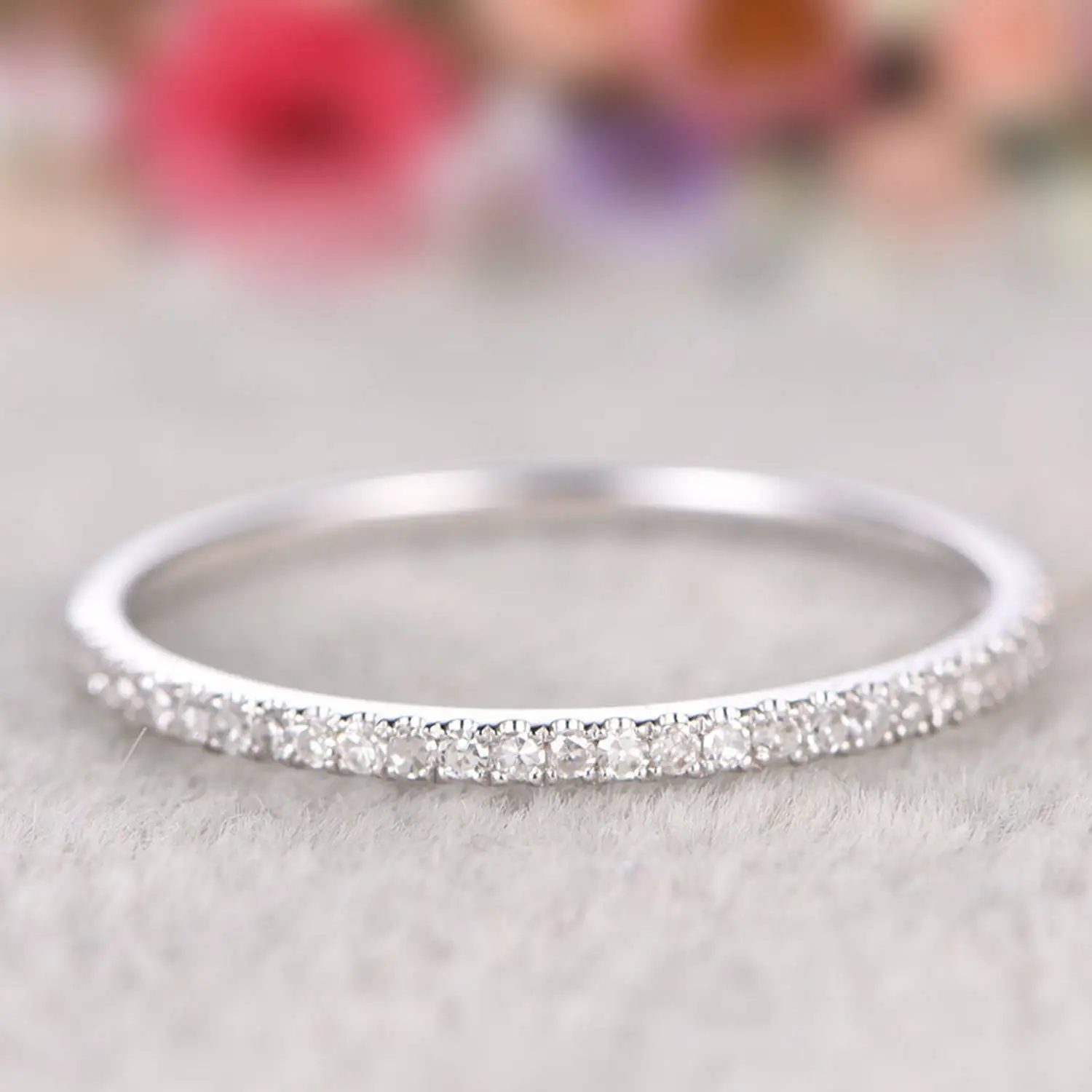 S925 Silver Hot Sale New Popular Couple Ring Women's Single Row Diamond Strip Ring Plated with Rose Gold